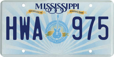 MS license plate HWA975