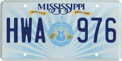 MS license plate HWA976
