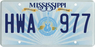 MS license plate HWA977