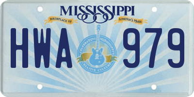MS license plate HWA979