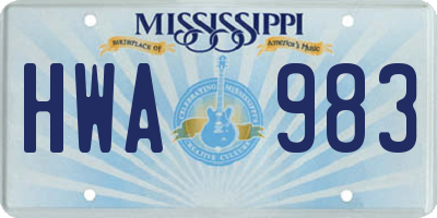 MS license plate HWA983