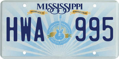 MS license plate HWA995