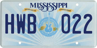 MS license plate HWB022