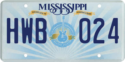 MS license plate HWB024