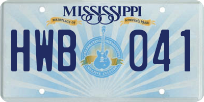 MS license plate HWB041