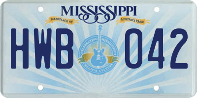 MS license plate HWB042