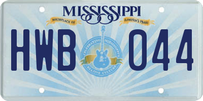 MS license plate HWB044