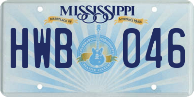 MS license plate HWB046