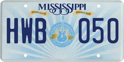 MS license plate HWB050