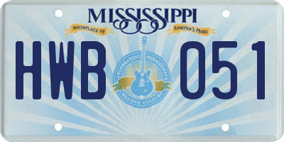 MS license plate HWB051