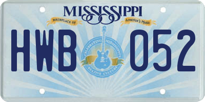 MS license plate HWB052