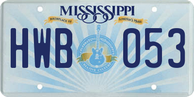 MS license plate HWB053