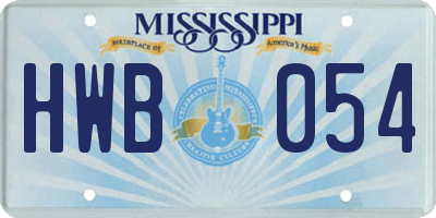 MS license plate HWB054