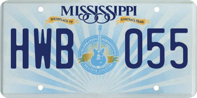 MS license plate HWB055