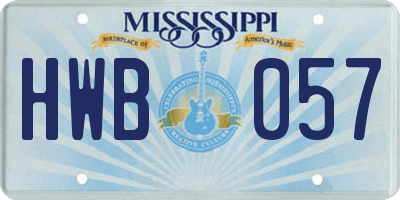 MS license plate HWB057