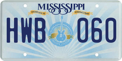 MS license plate HWB060