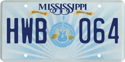 MS license plate HWB064