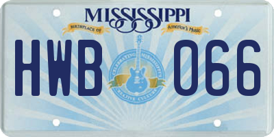 MS license plate HWB066