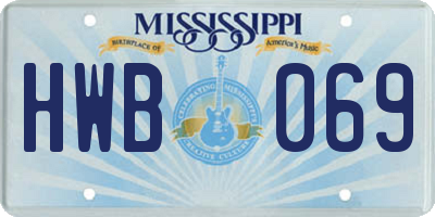 MS license plate HWB069