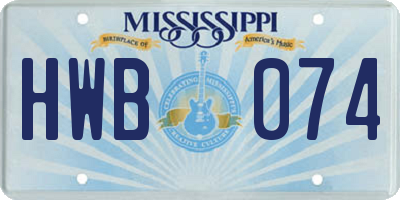 MS license plate HWB074