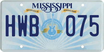 MS license plate HWB075