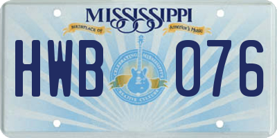 MS license plate HWB076
