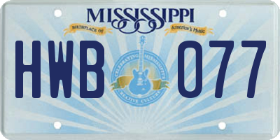 MS license plate HWB077
