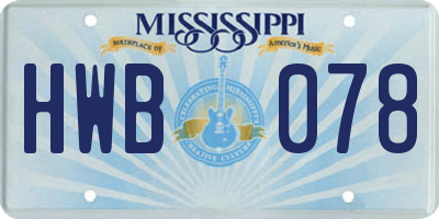 MS license plate HWB078