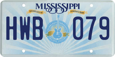 MS license plate HWB079