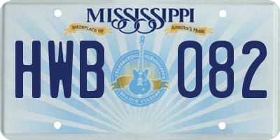 MS license plate HWB082