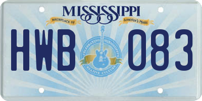 MS license plate HWB083