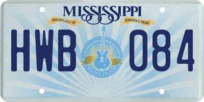 MS license plate HWB084