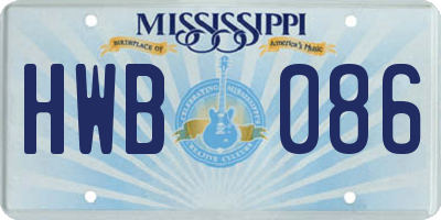 MS license plate HWB086