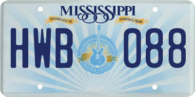 MS license plate HWB088