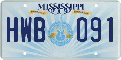 MS license plate HWB091