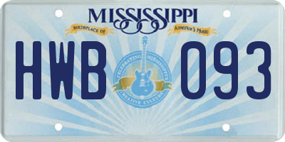 MS license plate HWB093