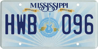 MS license plate HWB096