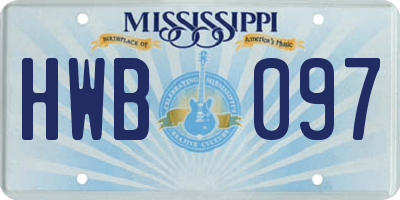 MS license plate HWB097