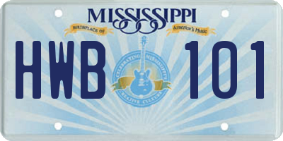 MS license plate HWB101