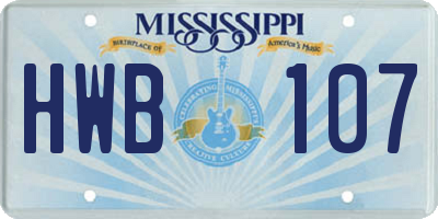 MS license plate HWB107