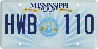 MS license plate HWB110
