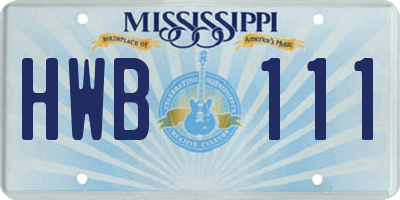 MS license plate HWB111
