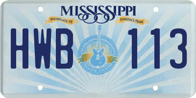 MS license plate HWB113