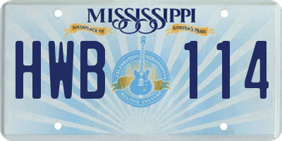 MS license plate HWB114