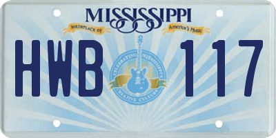MS license plate HWB117