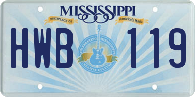 MS license plate HWB119