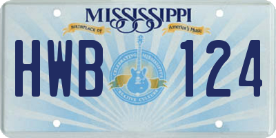 MS license plate HWB124
