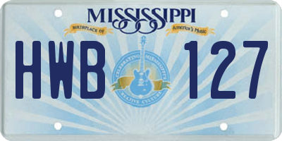 MS license plate HWB127