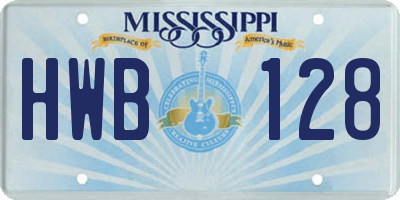 MS license plate HWB128