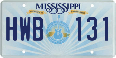 MS license plate HWB131